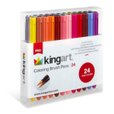KINGART Pro, Water-Based Ink, Set of 24 Unique & Vivid Colors Brush Pens, Assorted 24 Piece KINGART