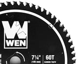 WEN BL0760 7.25-Inch 60-Tooth Carbide-Tipped Professional Ultra Fine-Finish Circular Saw Blade with Cool-Cut Coating WEN