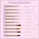 Nail Art Brushes, WLOT Nail Art Tools Double Ended Nail Art Design Pen, Builder Gel Brush, Striping Nail Art Brushes for Long Lines, 3D Nail Drawing golden maple