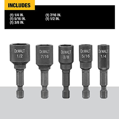 DEWALT Nut Driver Set, Impact Ready, Magnetic, 5-Piece (DW2235IR) - WoodArtSupply