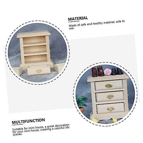 ibasenice 1pc Bedside Table Model Mini End Table Dollhouse Bedroom Unfinished Nightstand Dollhouse Dressing Table Miniature Furniture Wood Night ibasenice
