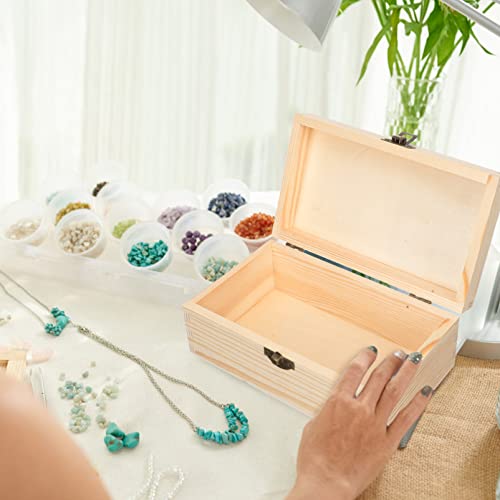 Zerodeko 2pcs Kids Jewelry Organizer Portable Jewelry Organiz Unfinished Wood Crafts Wood Storage Trunk Country Jewelry DIY Wooden Storage Cases Zerodeko