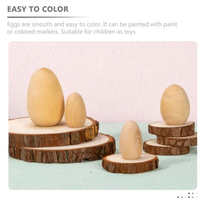 Holibanna Unfinished Wooden Easter Eggs 4pcs Standable Flat Bottom Fake Eggs Unpainted Easter Egg Ornaments for Crafts DIY Paint Game - WoodArtSupply