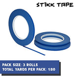 STIKK Painters Tape - 3pk Blue Painter Tape - 1/4 inch x 60 Yards - Paint Tape for Painting, Edges, Trim, Ceilings - Masking Tape for DIY Paint STIKK