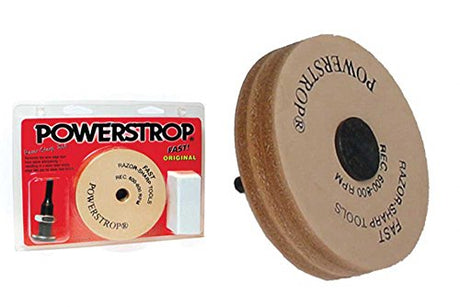 Flexcut PWS10 Standard Power Strop, with Flat Round Wheel and Buffing Compund, Rated for 600-800 RPM FLEXCUT