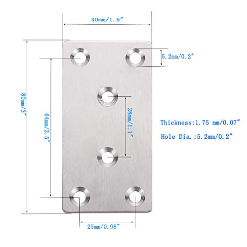 6PCS Mending Plates Heavy Duty Flat Bracket Metal Straight Brace Stainless Steel Bracket Repair Plates for Furniture,Wood,Shelves,Cabinet - WoodArtSupply