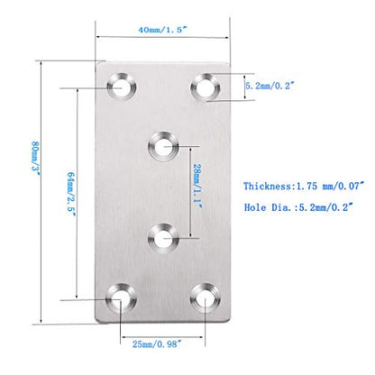 6PCS Mending Plates Heavy Duty Flat Bracket Metal Straight Brace Stainless Steel Bracket Repair Plates for Furniture,Wood,Shelves,Cabinet - WoodArtSupply