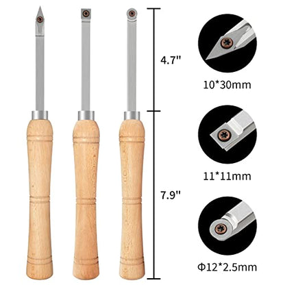 DEEFIINE 3CPS Carbide Tip Wood Lathe Turning ToolS,MINI-SIZE WOOD TURNING TOOLS FOR LATHE SET(Beech handle) - WoodArtSupply