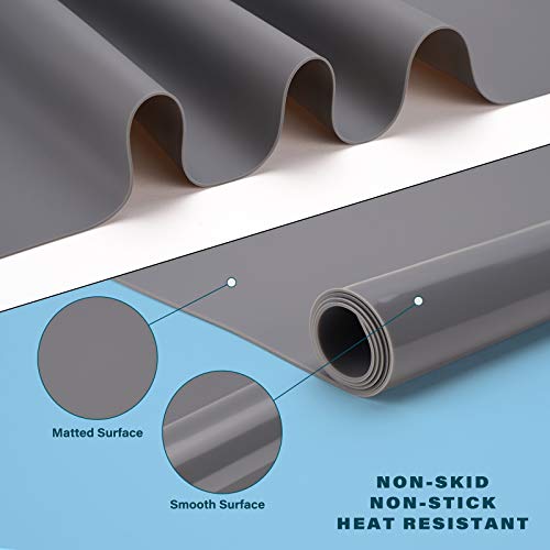 Gartful Silicone Mat Dark Gray 27.6" x 19.7", Silicone Craft Sheet Large, Silicone Pad Desk Work Mat, Countertop Protector, Table Placemat, Resin Gartful