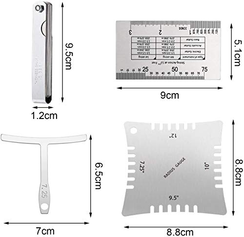 TIMESETL 17 Pcs Guitar Luthier Tools Including 4 Guitar Notched Radius Gauges, 9 Understring Radius Gauge Luthier Tools, 32 Blades Feeler Gauge, - WoodArtSupply