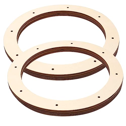 SEWACC 2Pcs Wooden Wreath Frame Flat Wreath Base Wreath Form Flower Wreath Boards Wreath Boards with Holes Craft Hoop Rings Floral Hoop Centerpiece