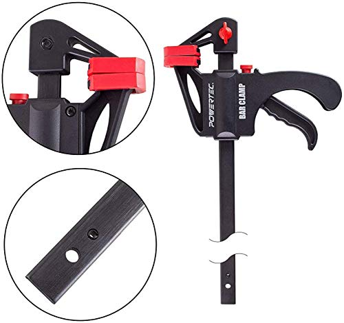 POWERTEC 71596 24 Inch Bar Clamps with Spreader, Trigger Clamps for Woodworking, One-Handed Carpenter Quick Clamp Sets for Gluing, Wood Clamps for POWERTEC