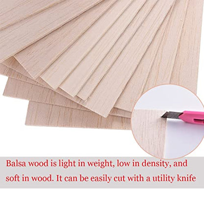 Balsa Wood Sheets,10 Pack Natural Unfinished Wood for House Aircraft Ship Boat DIY Wooden Plate Model, 200 * 100 * 2mm