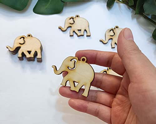 30pcs of Elephant Shape Wood Earrings Blanks,DIY Unfinished Laser Cut Natural Wood Earrings Blanks Wood Jewelry (2'') Yuxuanish