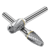 ASNOMY 8pcs Carbide Burr Set with 1/4''(6mm) Shank Double Cut Solid Carbide Rotary Burr Set Cutting Burrs for Die Grinder Drill, Metal Wood Carving, ASNOMY