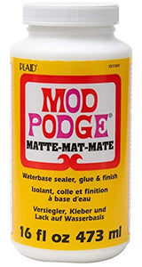 Decoupage Kit | Set 16oz Bottles of Mod Podge Waterbase Sealer/Glue/Finish (Matte + Gloss Finish) | 3pk Foam Brush Set Art Supplies