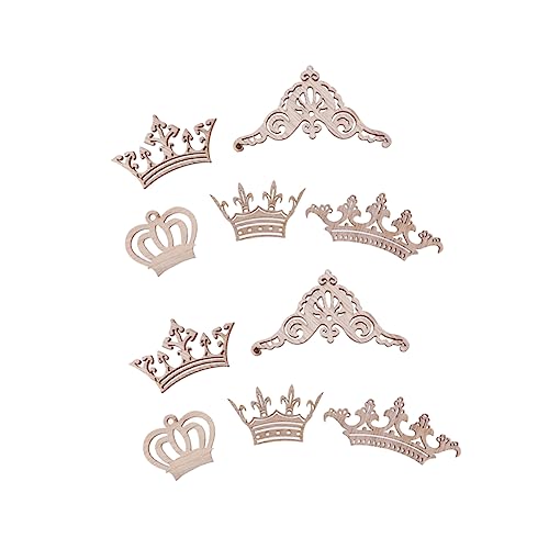 ABOOFAN 10 Pcs Natural Wood Slices Unfinished Natural Wood Slice Crown Pattern Slices Pendant Wooden Mix ABOOFAN