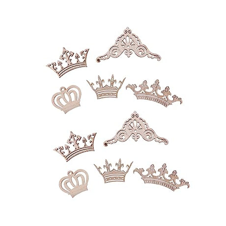 ABOOFAN 10 Pcs Natural Wood Slices Unfinished Natural Wood Slice Crown Pattern Slices Pendant Wooden Mix ABOOFAN