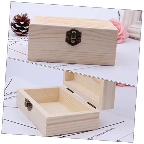TEHAUX Box Box Wooden Box Unfinished Wood Crates Jewelry Organizer Tray Jewelry Storage Wood Jewelry Case Desk Topper Table Woodsy Decor Wooden TEHAUX