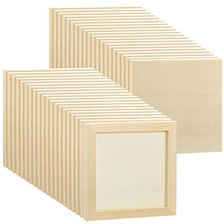 48 Pcs 6 x 6 Inch Pine Wood Panel Boards Unfinished Square Wood Panels Painting Panel Boards for Crafts Paint DIY Drawing Pouring Art Projects Kathfly
