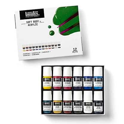 Liquitex Professional Soft Body Acrylic Paint, 12 x 22ml (0.74-oz), Essentials Set - WoodArtSupply