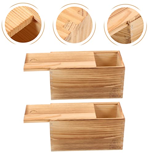 SEWACC 2pcs Unfinished Wooden Box with Slide Lid Blank Wood Box Case Jewelry Box Container for Arts Crafts Hobbies Sewing Keepsakes SEWACC