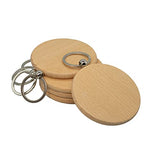3 Inch Big Round Wood Engraving Blanks Wood Blanks Blank Wooden Key Tag with Keychain (5 PCS) TFoRibbon