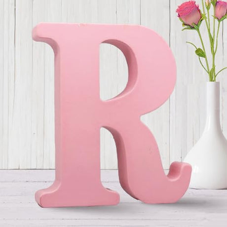 AOCEAN 6 Inch Pink Wood Letters Unfinished Wooden Letters for Wall Decor Decorative Standing Letters Slices Sign Board for Crafts Christmas AOCEAN