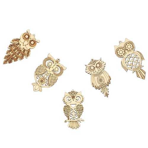 25Pcs owl Wood Chips Wooden Flowers Owl Charm Pendant Wooden owl Shape Blank Wooden Slices Unfinished Wood Animal Craft Animal Wood Blanks Kids KONTONTY