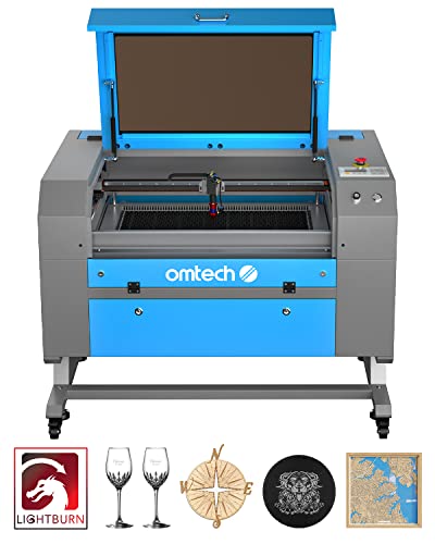 OMTech 60W CO2 Laser Engraver with LightBurn, 20x28 Inch Laser Engraving Cutting Machine with Autofocus Autolift 4 Way Pass Air Assist Water Pump, OMTech