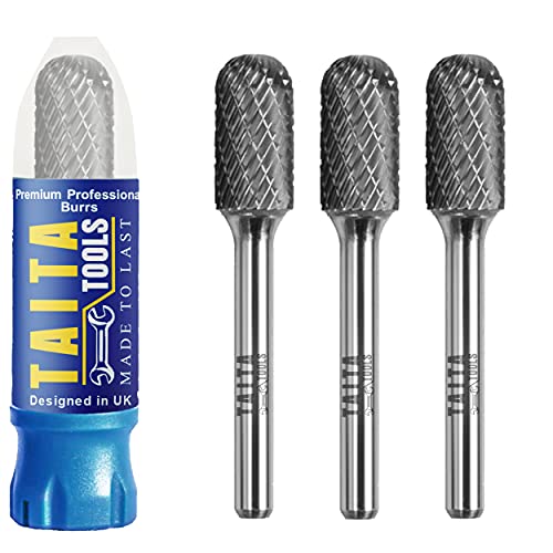 Carbide Burr 1/4" Shank, SC-5 Tungsten Double Cut Rotary Die Grinder Bits - Cutting Burrs for Milwaukee, Dewalt and Makita Die Grinder Accessories - TaitaTools