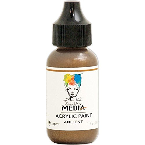 Dina Wakley Metallic Heavy Body Acrylic Paint Bundle - 6 Bottles, 1 Ounce Each - Ancient, Rosy, Medieval, Gilt, Penny and Sterling Dina Wakley Media