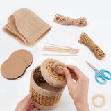 FREEBLOSS Macrame Basket Kit DIY Macrame Kit for Beginners Video Tutorials Basket Weaving Craft Adults Macrame Craft Kit for Gift FREEBLOSS