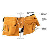Virtionz 11 POCKET LEATHER TOOL BELT for Carpenter, Construction Pouch, Framers, Handyman, Electrician, Brown color, belts adjusts from 33'' up to VIRTIONZ MWIRE