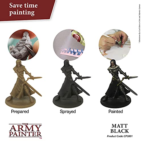 The Army Painter Color Primer Spray Paint, Matt Black, 400ml, 13.5oz - Acrylic Spray Undercoat for Miniature Painting - Spray Primer for Plastic The Army Painter