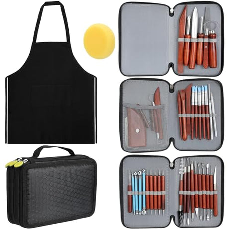 Blisstime Pottery Tools 42PCS Ceramic Tools, Pottery Tool Kit with Portable Case, Polymer Clay Tools Sculpting, Ceramics Tool Kit Clay Tool Set Blisstime
