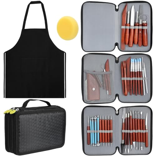 Blisstime Pottery Tools 42PCS Ceramic Tools, Pottery Tool Kit with Portable Case, Polymer Clay Tools Sculpting, Ceramics Tool Kit Clay Tool Set - WoodArtSupply