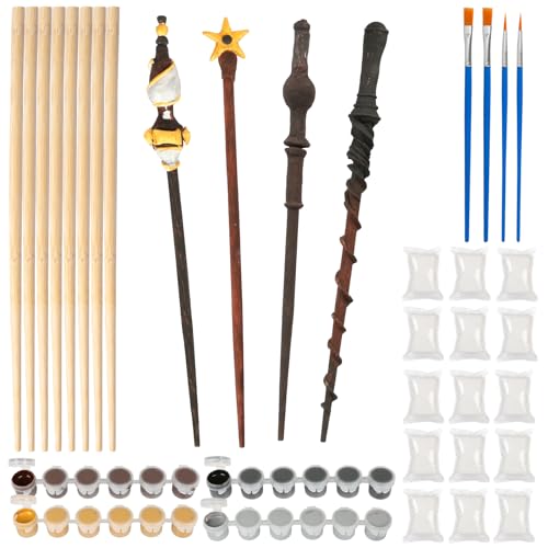 MEZOOM 8pcs Wizard Wand Craft Kit Wooden Magic Wand Making Kit Make Your Own Wizard Wand for Kids Adults Wizard Themed Party Cosplay Sunday School MEZOOM