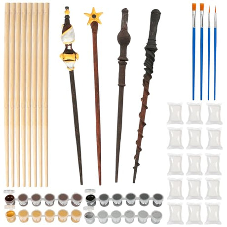 MEZOOM 8pcs Wizard Wand Craft Kit Wooden Magic Wand Making Kit Make Your Own Wizard Wand for Kids Adults Wizard Themed Party Cosplay Sunday School MEZOOM