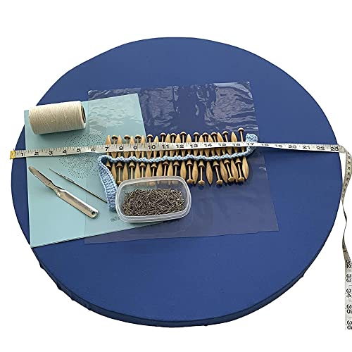 Bobbin Lace Making Kit with Pillow. 23 Inch x 2 Inch Round Lacemaking Board, 24 Danish Lacemaking Bobbins, Bobbin Lace Patterns, Pins, Linen Thread, Bobbin Lace Online