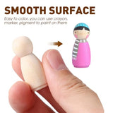 Tofficu 30pcs Unfinished Wooden Peg Dolls, Mini Wooden Peg People 35mm Wooden People Figures for DIY Painting Tofficu