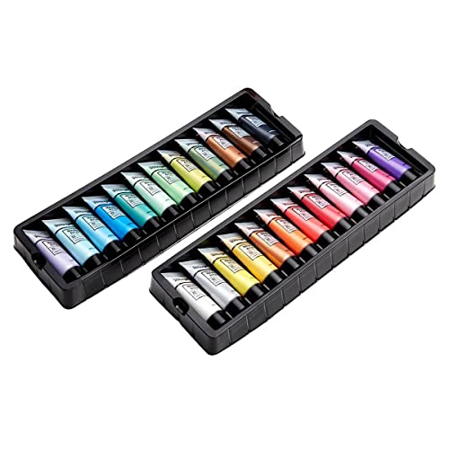 Kingart Pro Metallic Acrylic Paint, 22ml (0.74oz) Set of 24 Rich Pigment, Shimmery Colors