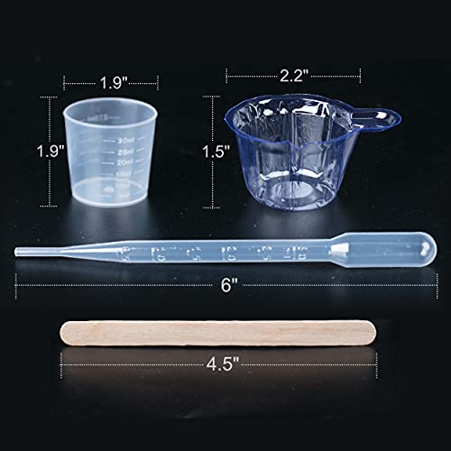 LET'S RESIN Epoxy Mixing Cups Kit,200Pcs, Plastic, 30ml Disposable Measuring Cups,50 Wooden Stirring Sticks, Dropper for Paint Mixing, Jewelry Making LET'S RESIN