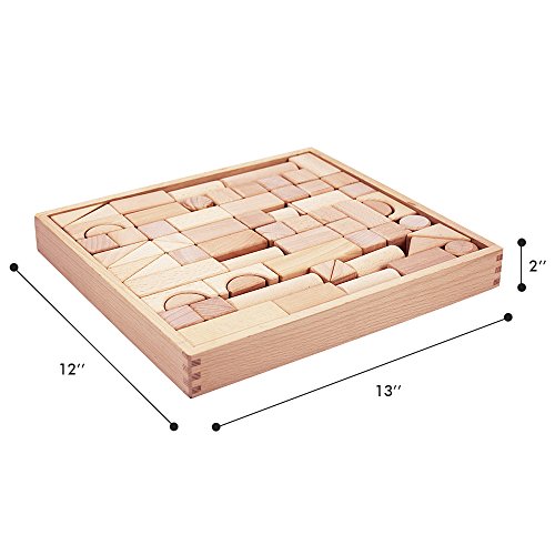 iPlay, iLearn Toddler Wooden Building Block Toys, 72 PCS Kids Natural Wood Stacking Blocks Set Standard Unit, Preschool Kindergarten Montessori Toy, iPlay, iLearn