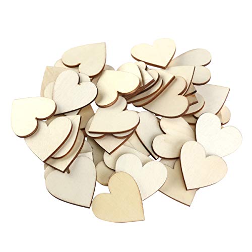 LIOOBO 100pcs Blank Wood Slices Woodsy Decor Wood Heart Embellishment Love Heart Ornament Blank Wood Heart Cutouts Heart Wood Discs Valentine Hanging LIOOBO