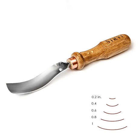 Stryi Wood Carving Bent Gouge 1" #7, Woodworking Long Bent Chisel, Spoon Carving Tools, Bowl Carving, Carbon Steel Radial Gouge, Handmade Woodworking - WoodArtSupply