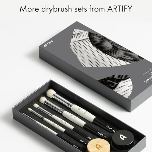 ARTIFY Drybrush Set of 5 Sizes: Expert Series Dry Brush for Effortless Miniature, Model, Ceramics, Citadel Painting - Hobby Detail Small Acrylic Oil ARTIFY art supplies