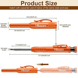 Hiboom 2 Pack Solid Carpenter Pencils with Pencil Cap and 18 Refills, Long Nose Deep Hole Mechanical Pencil Marker, Scribe Tool with Built-in Hiboom