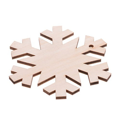 Christmas Wooden Crafts Hanging Ornaments Christmas Tree Decoration Unfinished Wood Cutouts for DIY Blank Slices to Paint (50PCs Snowflake Style)