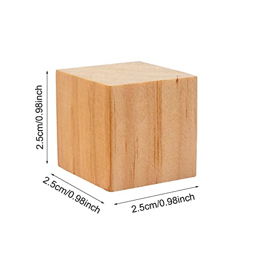 100 Pack 1 Inches Unfinished Wood Cubes Blocks - Natural Wooden Square Blocks Great for Crafts Making